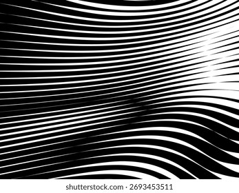 Abstrato arte geométrica fundo com brilhante abstrato 3d preto e branco listras padrão. Ilusão óptica em preto e branco com ondas e transições.	