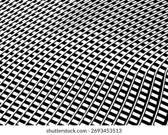 Abstrato arte geométrica fundo com brilhante abstrato 3d preto e branco listras padrão. Ilusão óptica em preto e branco com ondas e transições.	