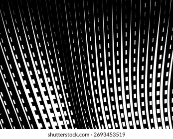 Fondo geométrico del arte Abstractas con el modelo abstracto brillante de las rayas negras y blancas 3D. Ilusión óptica en blanco y negro con ondas y transiciones.	