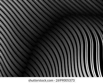 Fondo geométrico del arte Abstractas con el patrón abstracto brillante de las líneas negras y blancas 3D. Ilusión óptica en blanco y negro con transición.