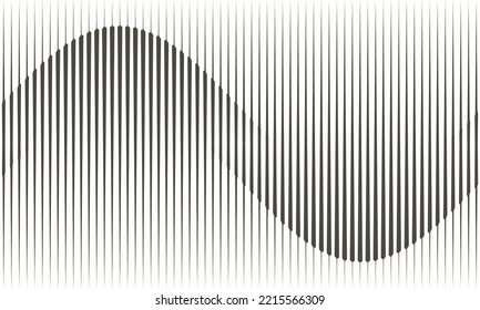 Abstract art geometric background with vertical lines. Optical illusion with waves and transition.