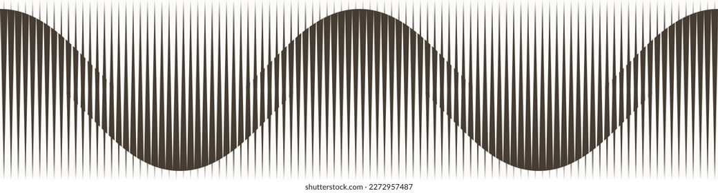 Abstract art geometric background with vertical lines. Optical illusion with waves and transition.