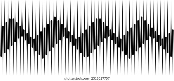 Abstract art geometric background with vertical lines. Optical illusion with waves.