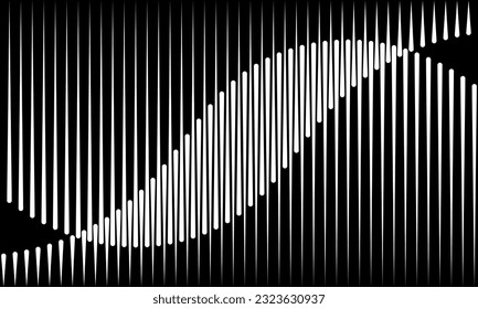 Abstract art geometric background with vertical lines. Optical illusion with waves.