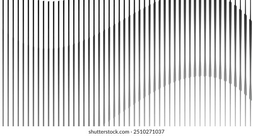 Abstract art geometric background with vertical lines. Optical illusion with waves and transition.