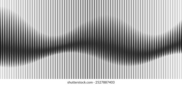 Fundo geométrico com linhas verticais. Ilusão óptica com ondas e transição.