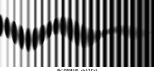 Abstract art geometric background with vertical lines. Optical illusion with waves and transition.