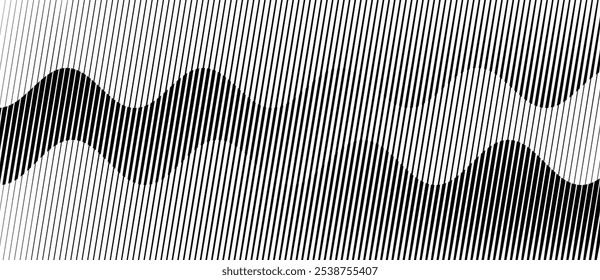 Fondo geométrico de arte Abstractas con líneas de Vertical. Ilusión óptica con ondas y transición.