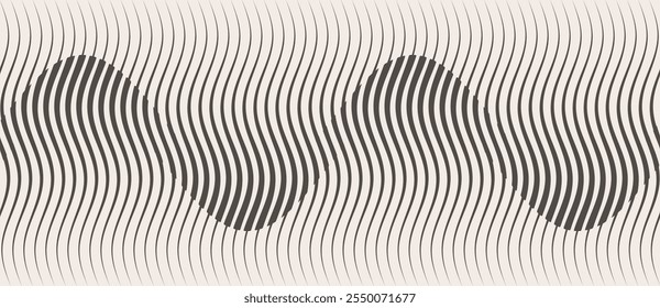 Fundo geométrico com linhas verticais. Ilusão óptica com ondas e transição.