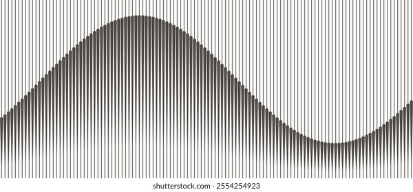 Abstract art geometric background with vertical lines. Optical illusion with waves and transition.