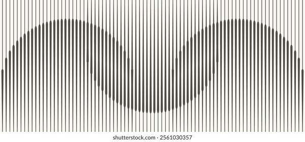 Abstract art geometric background with vertical lines. Optical illusion with waves and transition.
