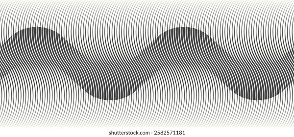 Abstract art geometric background with vertical lines. Optical illusion with waves and transition.