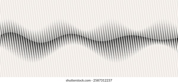 Abstract art geometric background with vertical lines. Optical illusion with waves and transition