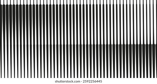 Abstract art geometric background with vertical lines. Optical illusion with waves and transition.