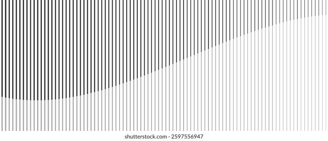 Abstract art geometric background with vertical lines. Optical illusion with waves and transition.