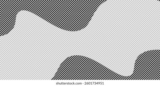 Abstract art geometric background with vertical lines. Optical illusion with waves and transition.