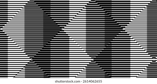 Abstract art geometric background with vertical lines. Optical illusion with waves and transition.