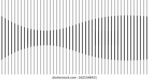 Abstract art geometric background with vertical lines. Optical illusion with waves and transition.