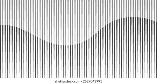 Abstract art geometric background with vertical lines. Optical illusion with waves and transition. Vector Eps10