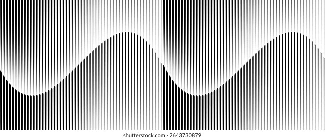 Abstract art geometric background with vertical lines. Optical illusion with waves and transition. EPS 10