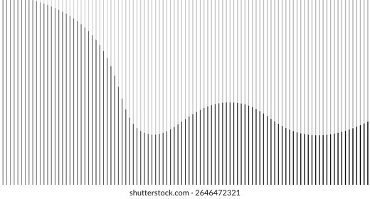 Abstract art geometric background with vertical lines. Optical illusion with waves and transition. EPS10