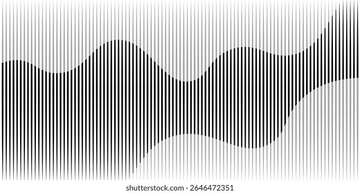 Abstract art geometric background with vertical lines. Optical illusion with waves and transition. EPS10