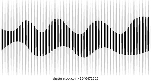 Fondo geométrico de arte Abstractas con líneas de Vertical. Ilusión óptica con ondas y transición. EPS10