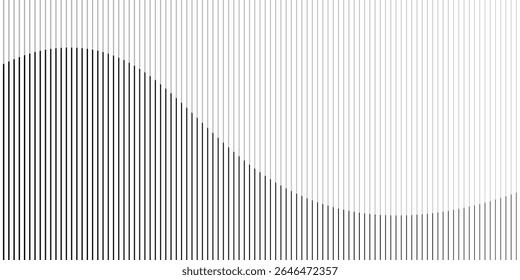 Abstract art geometric background with vertical lines. Optical illusion with waves and transition. EPS10