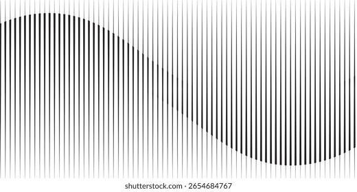 Abstract art geometric background with vertical lines. Optical illusion with waves and transition.