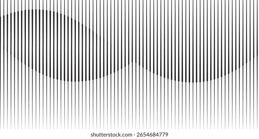 Fondo geométrico de arte Abstractas con líneas de Vertical. Ilusión óptica con ondas y transición.