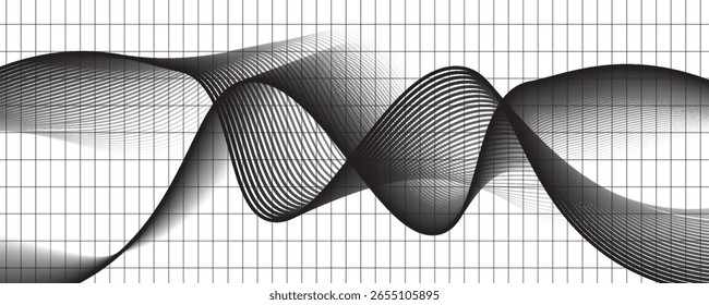 Fundo geométrico com linhas verticais. Ilusão óptica com ondas e transição. ilustração vetorial