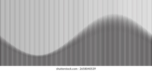 Fondo geométrico de arte Abstractas con líneas de Vertical. Ilusión óptica con ondas y transición.