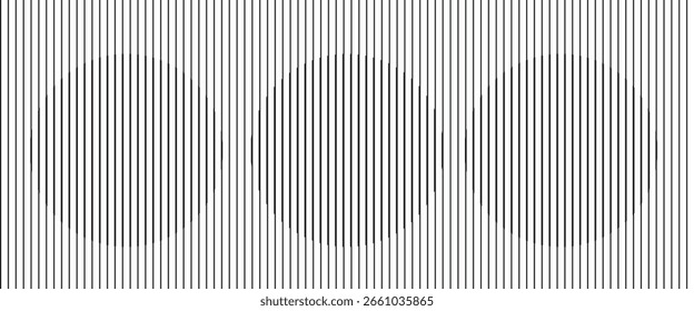 Abstract art geometric background with vertical lines. Optical illusion with waves and transition.