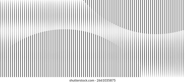 Abstract art geometric background with vertical lines. Optical illusion with waves and transition.