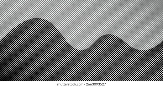 Abstrakte Kunst geometrischen Hintergrund mit vertikalen Linien. Optische Täuschung mit Wellen und Übergang. Vektorgrafik.