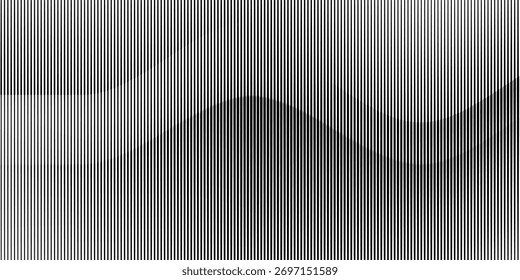 Abstract art geometric background with vertical lines. Optical illusion with waves and transition.