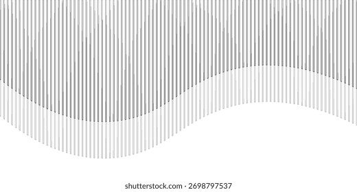 Fondo geométrico de arte Abstractas con líneas de Vertical. Ilusión óptica con ondas y transición. Ilustración vectorial