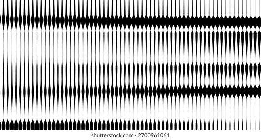 Abstract art geometric background with vertical lines. Optical illusion with waves and transition.