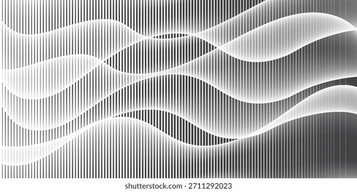 Fondo geométrico de arte Abstractas con líneas de Vertical. Ilusión óptica con ondas y transición.