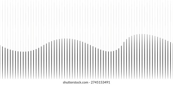 Abstract art geometric background with vertical lines. Optical illusion with waves and transition. Vector Illustration