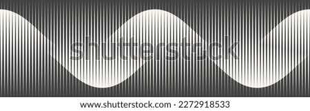 Abstract art geometric background with vertical lines. Optical illusion with waves and transition.