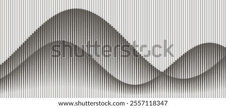 Abstract art geometric background with vertical lines. Optical illusion with waves and transition.