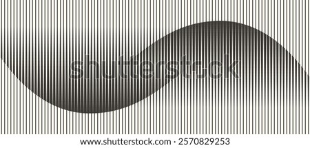 Abstract art geometric background with vertical lines. Optical illusion with waves and transition.