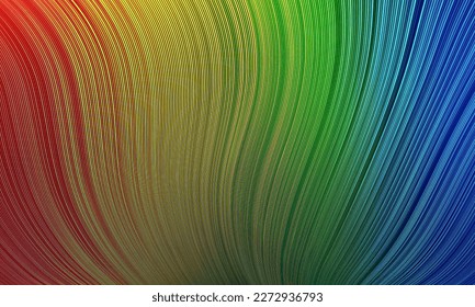 Abstract art geometric background with waves. Optical illusion with color waves and transition.