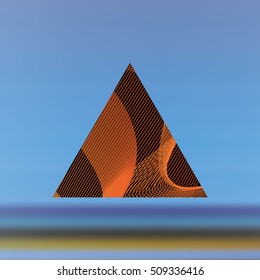 Abstract art geometric background.mirror with the cosmic background pyramid geometric shape