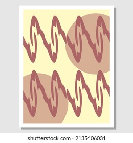 Abstract art. Geometric circles and wave lines. Abstract design for living room wall decoration, bedroom wallpaper, children's room, family room