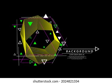 Abstract art of geometric lines background with circles and lines in black color. Vector illustration