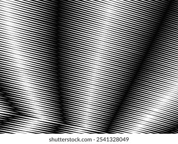 Fondo blanco geométrico del arte Abstractas con las líneas negras abstractas 3D. Ilusión óptica en blanco y negro con ondas y transiciones.