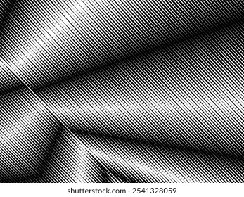 Abstract art geometric white background with abstract 3d black lines. Black and white optical illusion with waves and transitions.