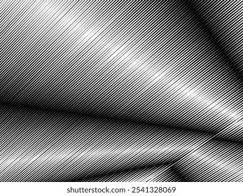 Abstract art geometric white background with abstract 3d black lines. Black and white optical illusion with waves and transitions.